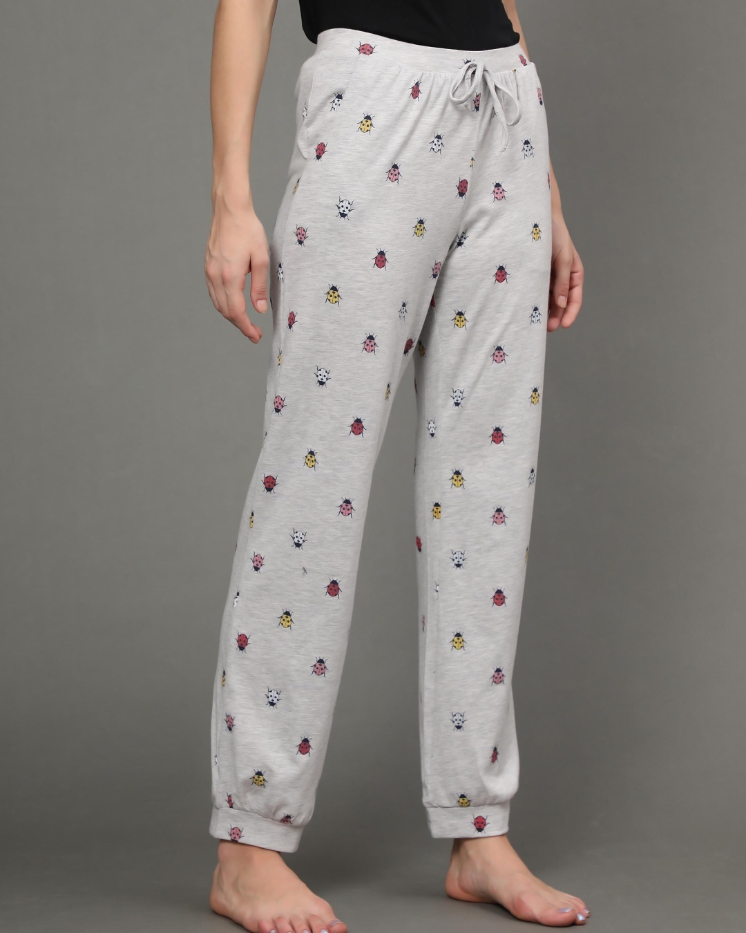 Shop Women's Grey Bug All Over Printed Pyjamas-Back