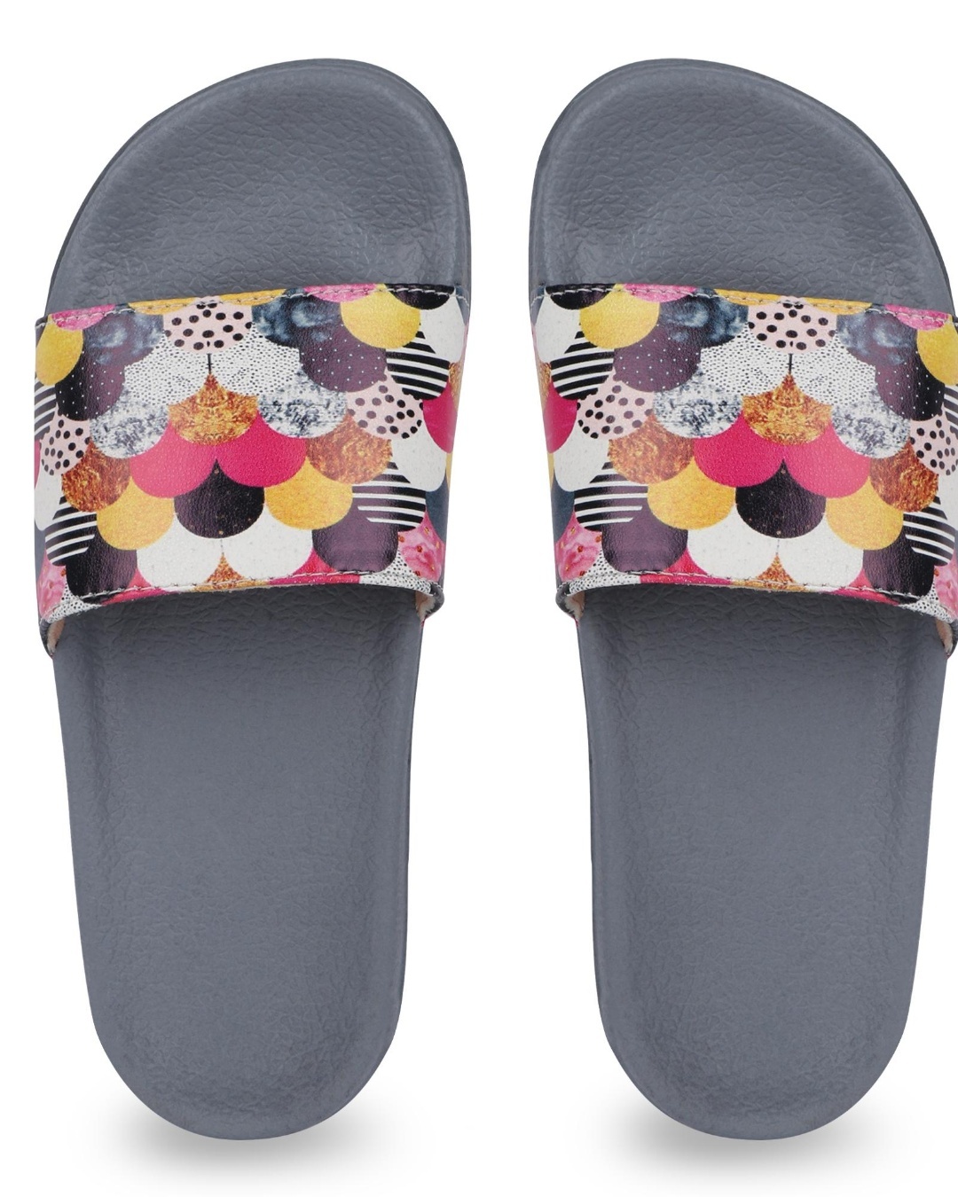 Buy Women's Grey Printed Sliders Online in India at Bewakoof