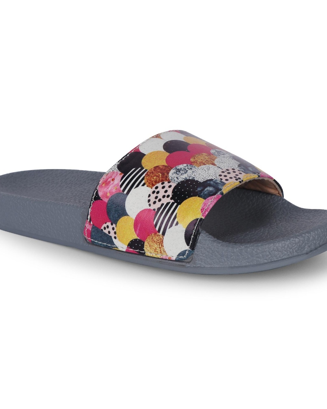 Shop Women's Grey Printed Sliders-Back