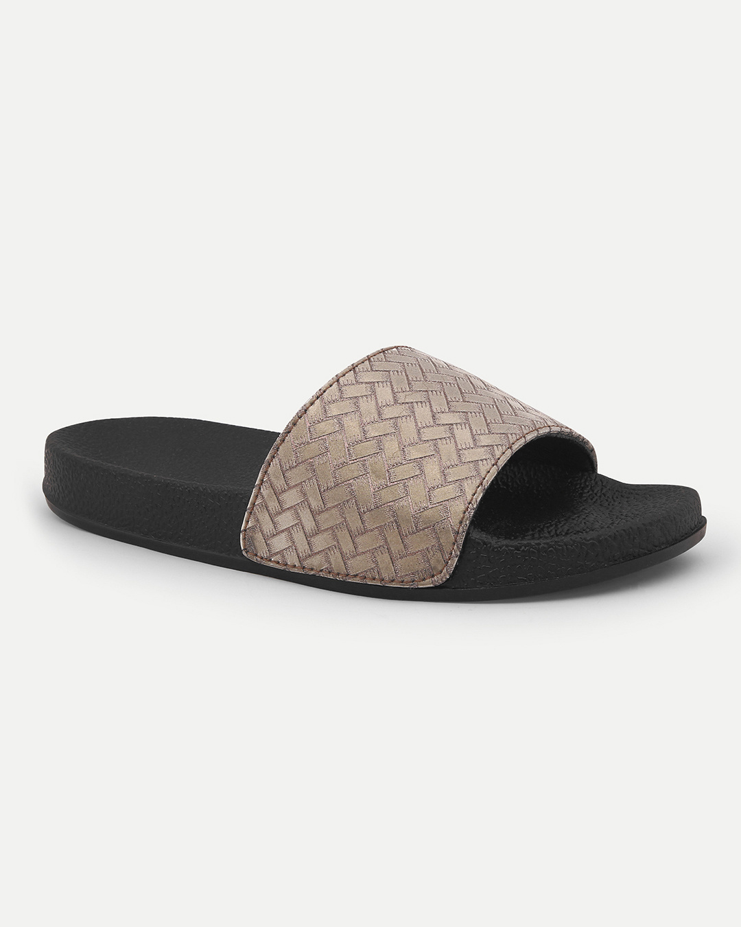 Shop Women's Grey Self Design Sliders-Back