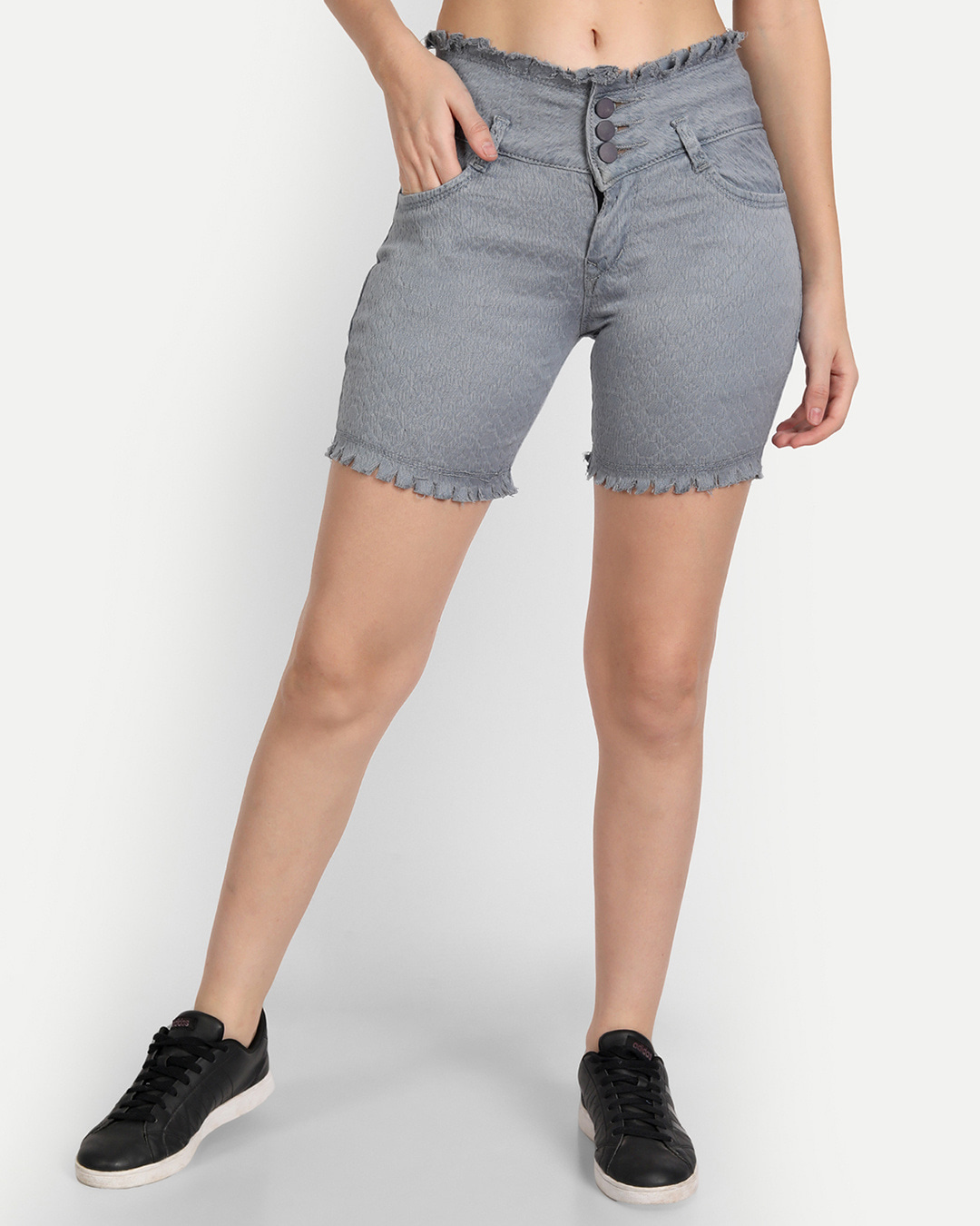 Buy Women's Grey Skinny Fit Shorts Online At Bewakoof