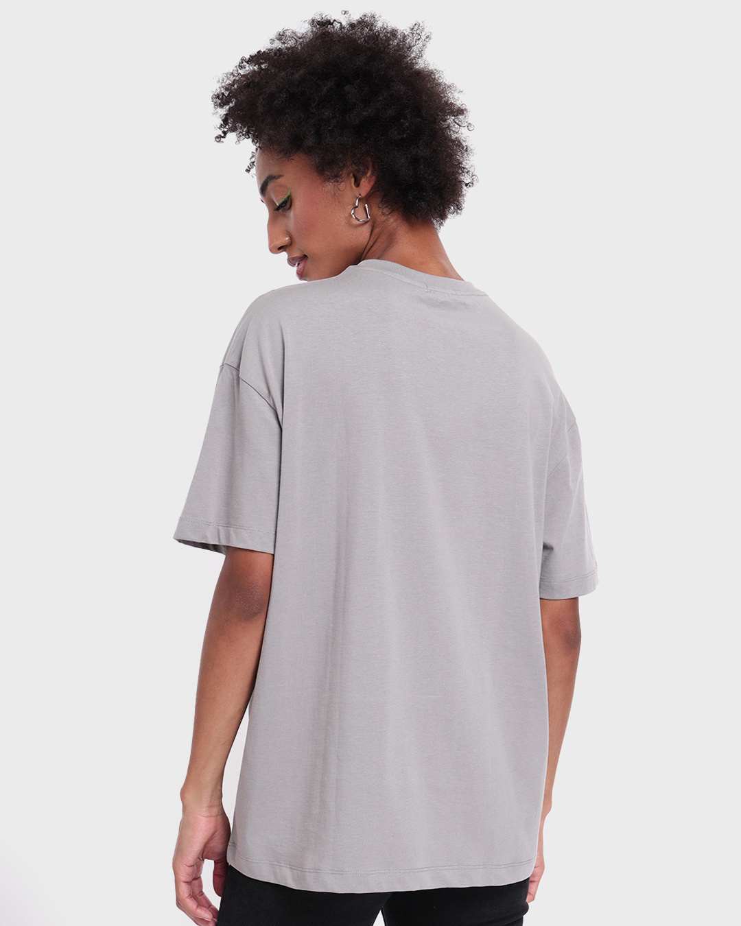 Shop Women's Grey Sleepy Head Graphic Printed Oversized T-shirt-Back