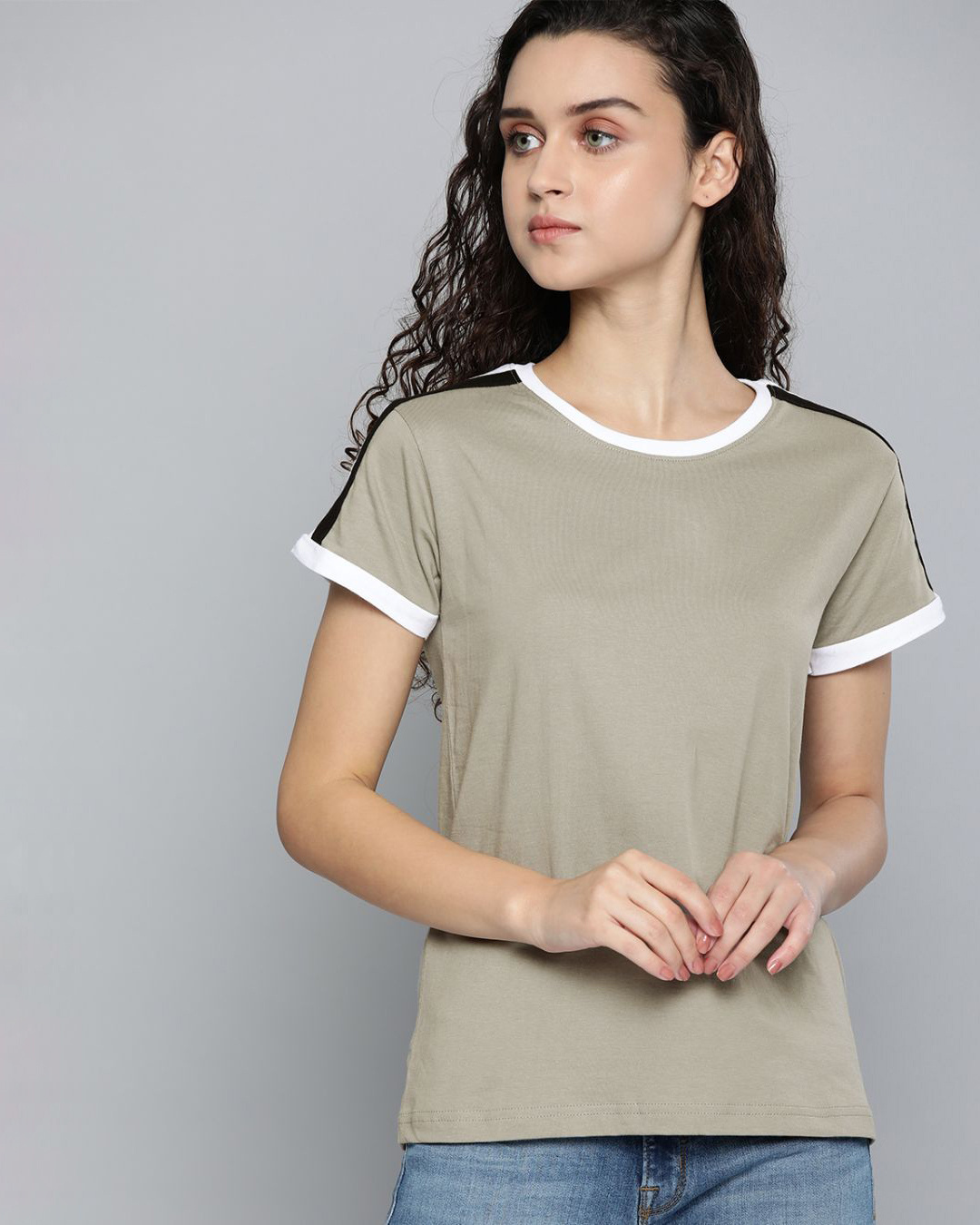 Shop Women's Grey Solid T-shirt-Front