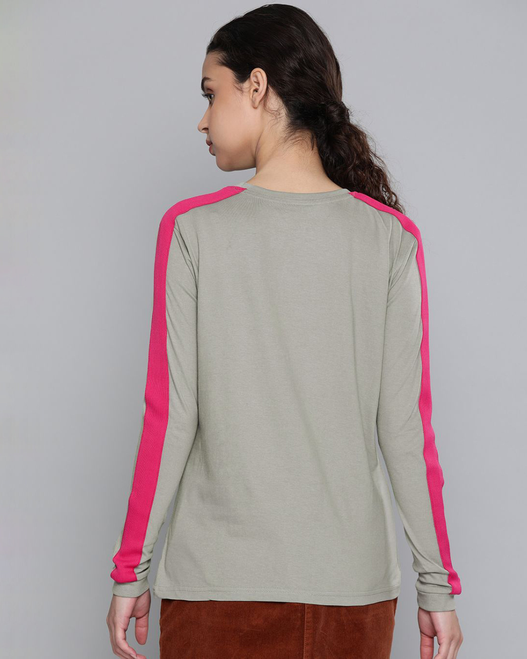 Shop Women's Grey Solid T-Shirt-Back