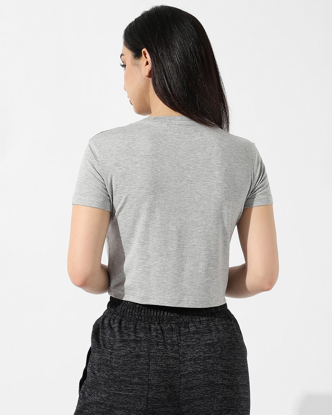 Shop Women's Grey Striped Crop Top-Back