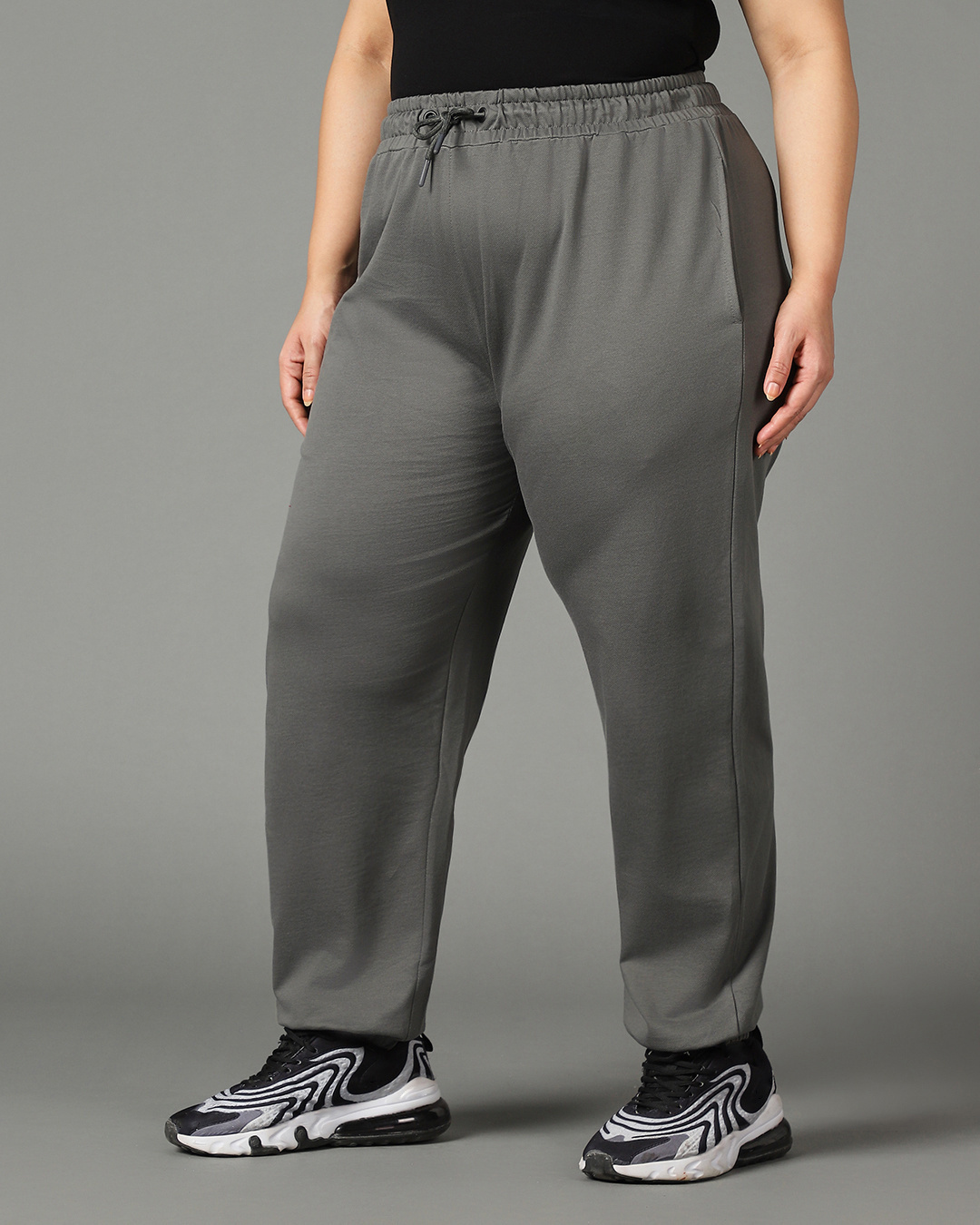 Shop Women's Grey Oversized Plus Size Joggers-Back