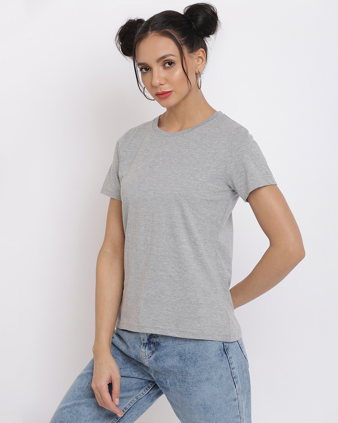 Shop Women's Grey Typography T-shirt-Back