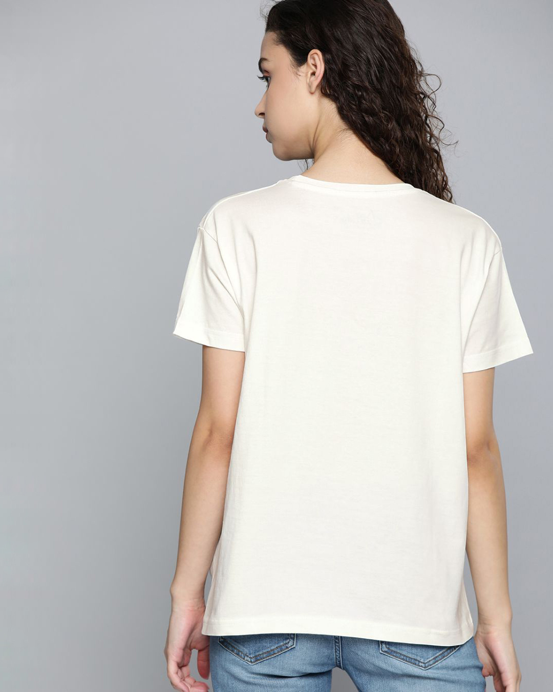 Shop Women's Grey Typography T-shirt-Back