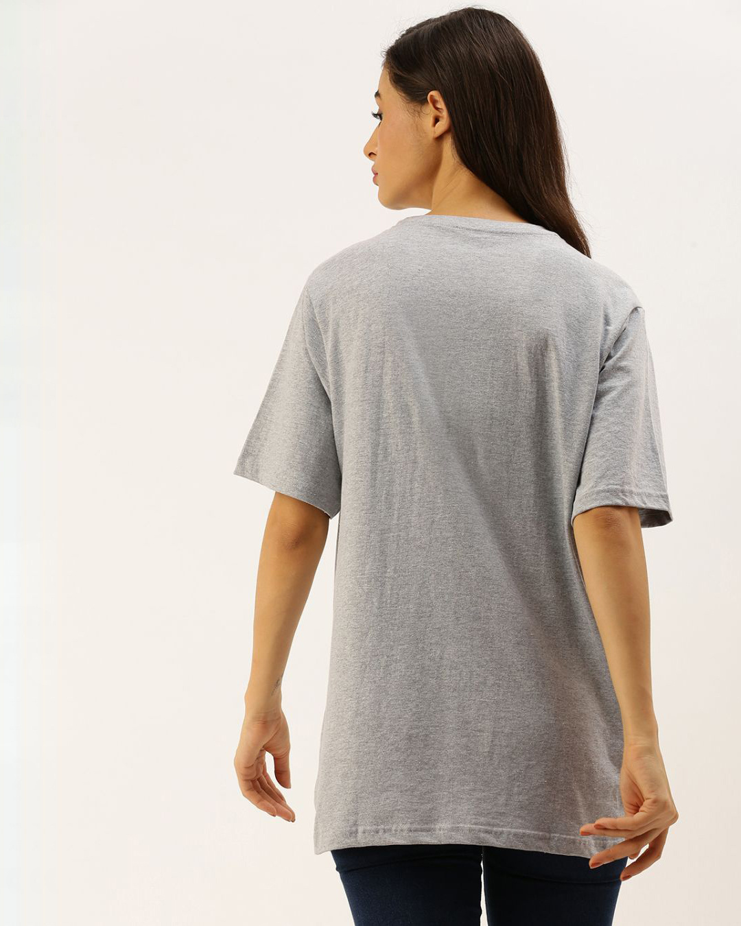 Shop Women's Grey Typography T-shirt-Back