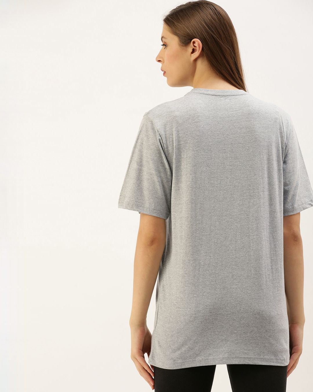 Shop Women's Grey Typography T-shirt-Back