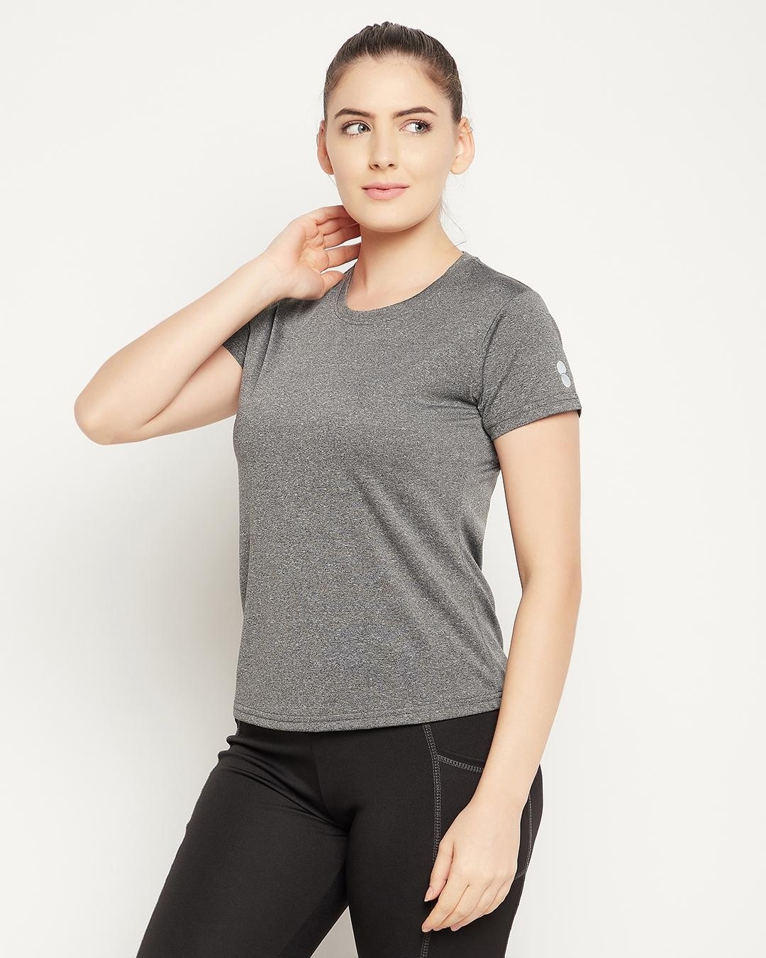 Shop Women's Grey Unstoppable Typography Activewear T-shirt-Back