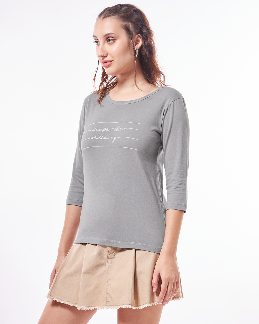 Shop Women's Grey Escape The Ordinary Graphic Printed T-shirt-Back