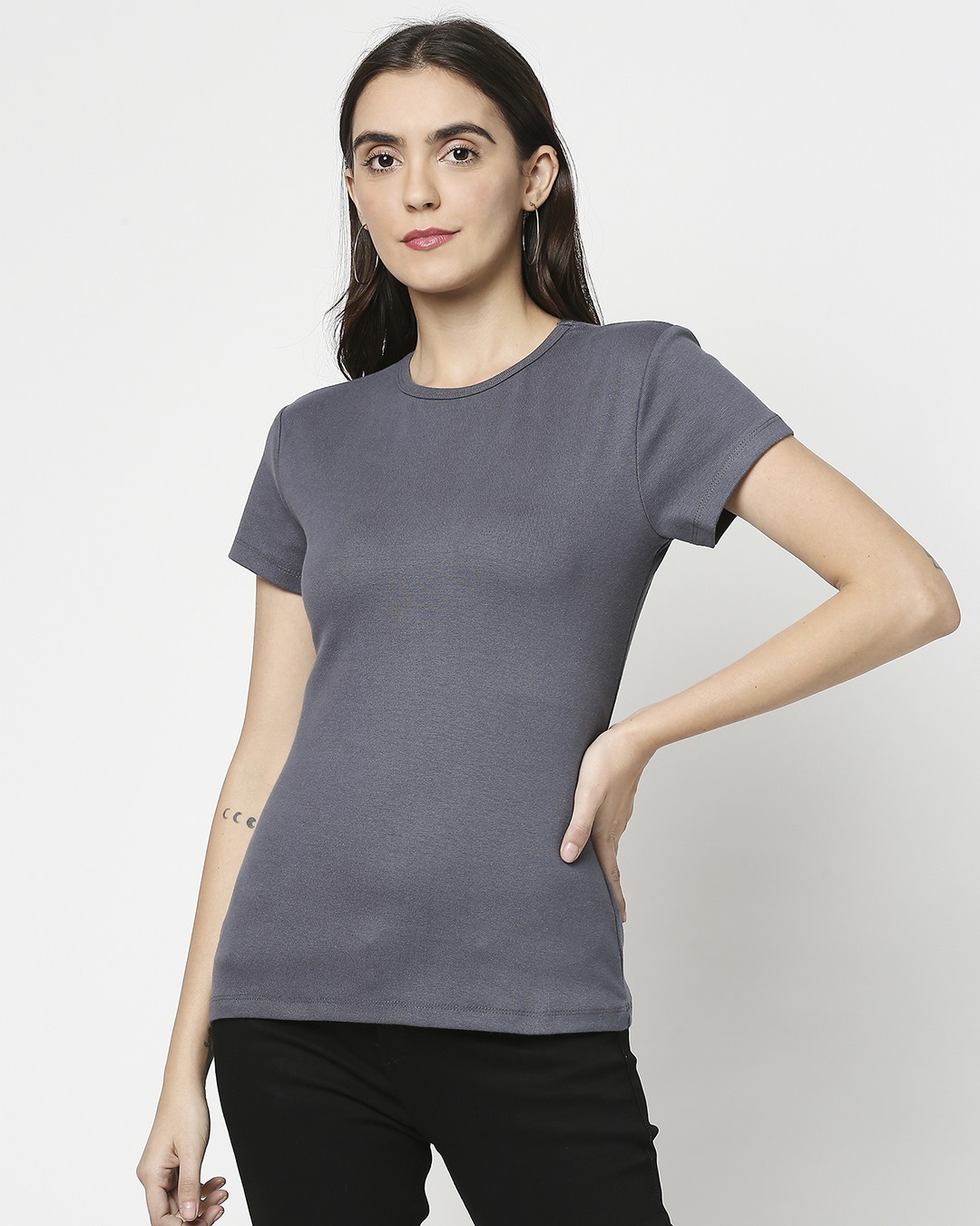 Shop Women's Half Sleeve Rib T-Shirt-Back