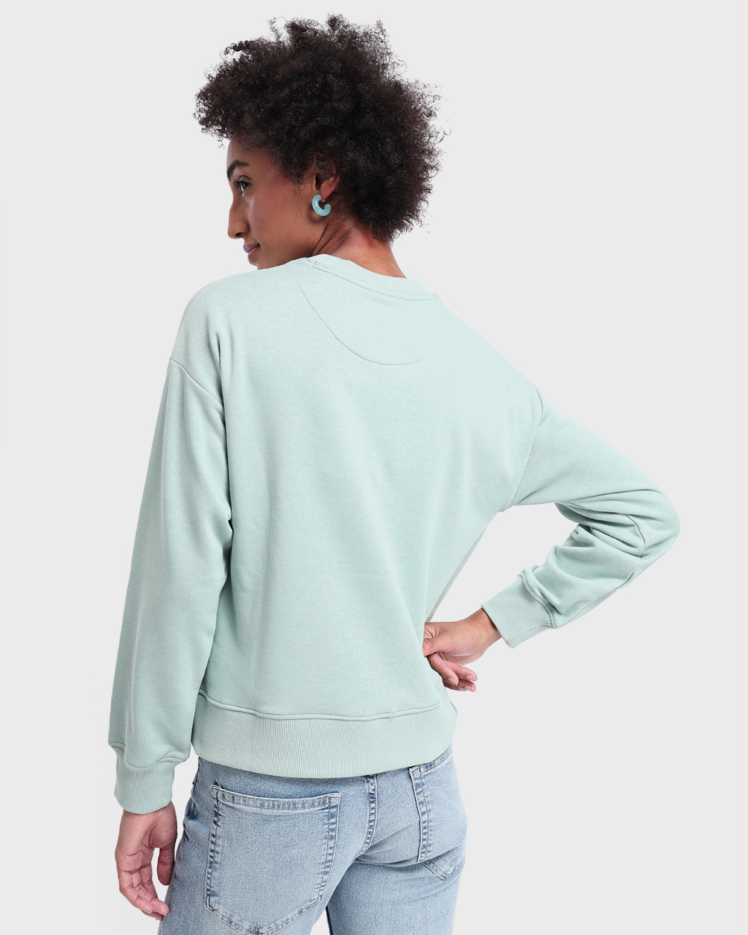Shop Women's Harbor Grey Balanced Diet Graphic Printed Oversized Sweatshirt-Back