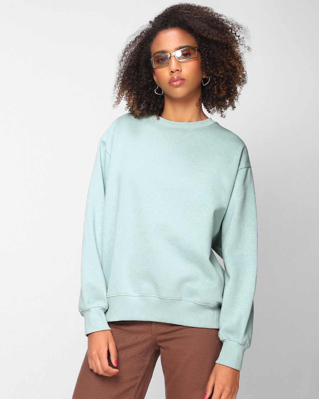 Shop Women's Harbor Grey Super Loose Fit Sweatshirt-Back