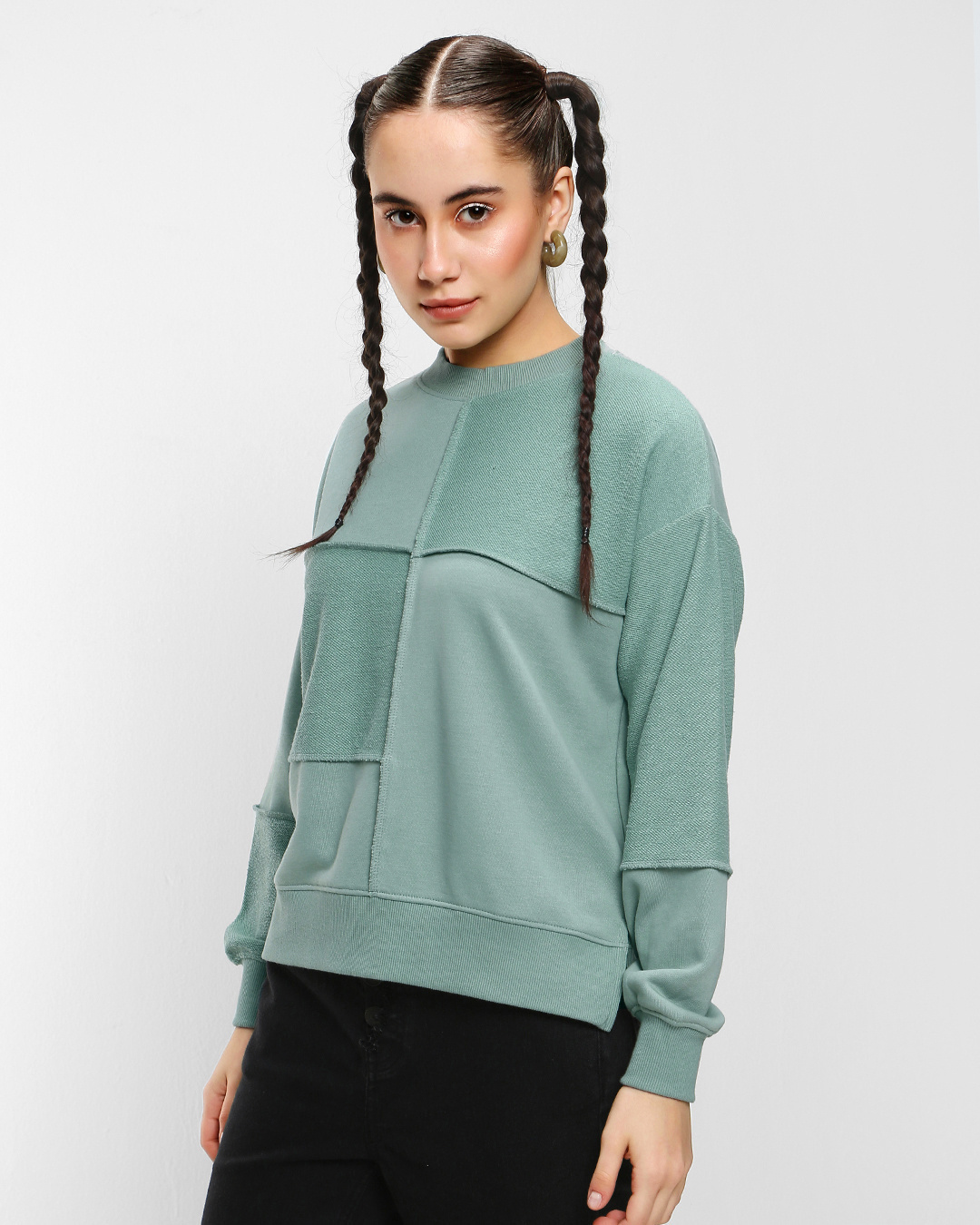 Shop Women's Harbor Grey Super Loose Fit Sweatshirt-Back