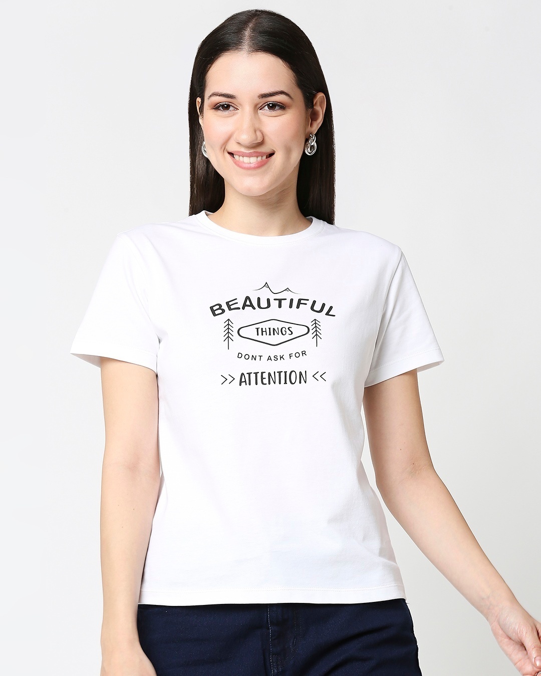 Shop Women's Indigo Printed White T-Shirt-Back