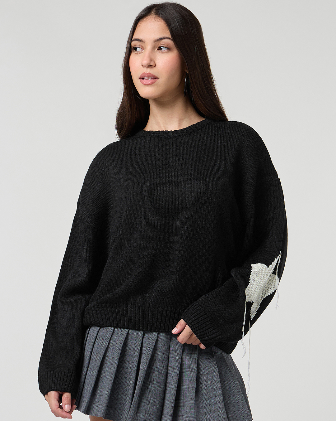 Shop Women's Jet Black Oversized Sweater-Back