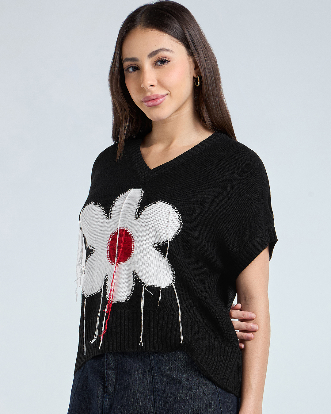 Shop Women's Jet Black Oversized Sweater-Back