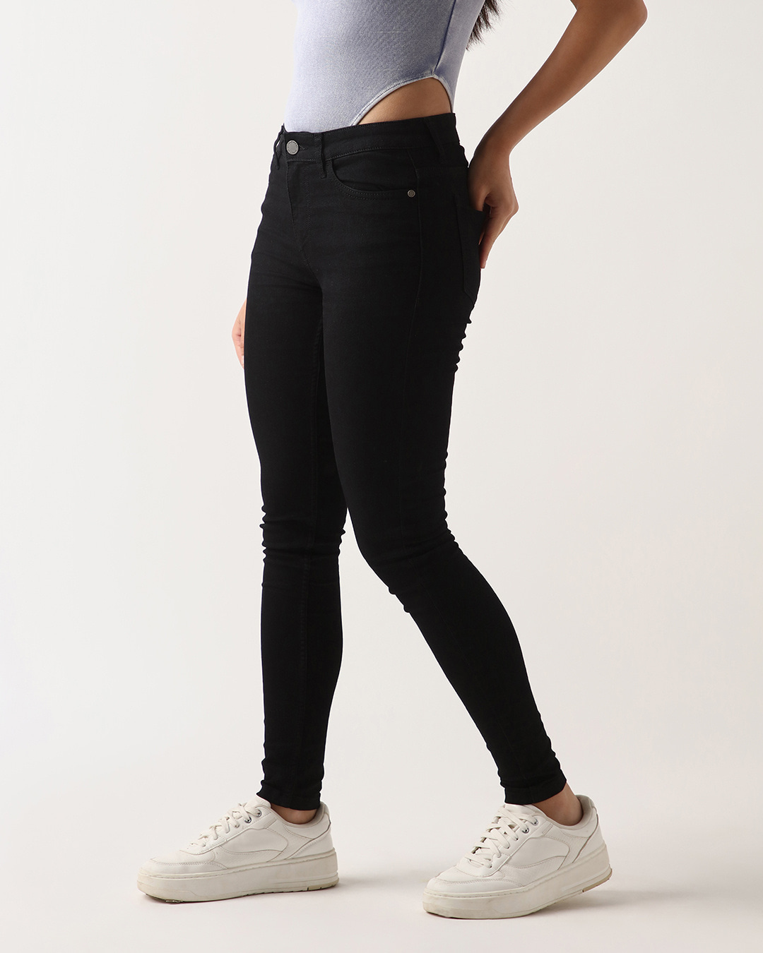 Shop Women's Jet Black Skinny Fit Jeans-Back