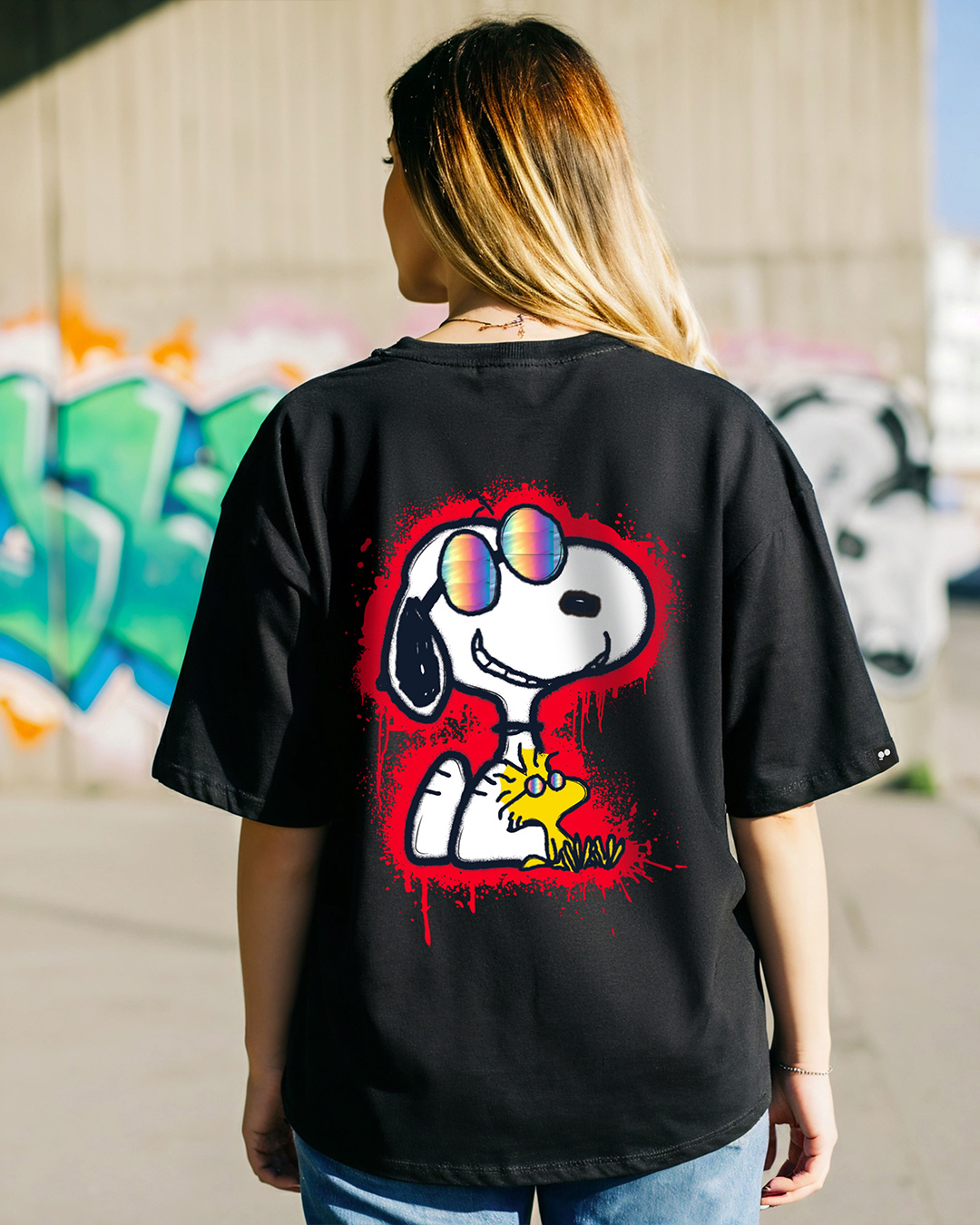 Buy Women's Jet Black Snoopy King Graphic Printed Oversized T-shirt ...