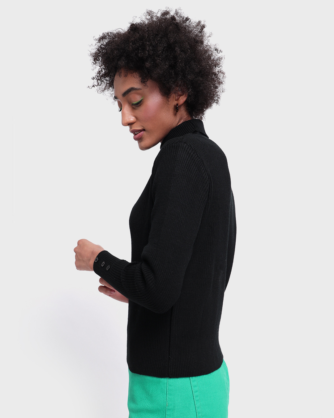 Shop Women's Black High Neck Sweater-Back