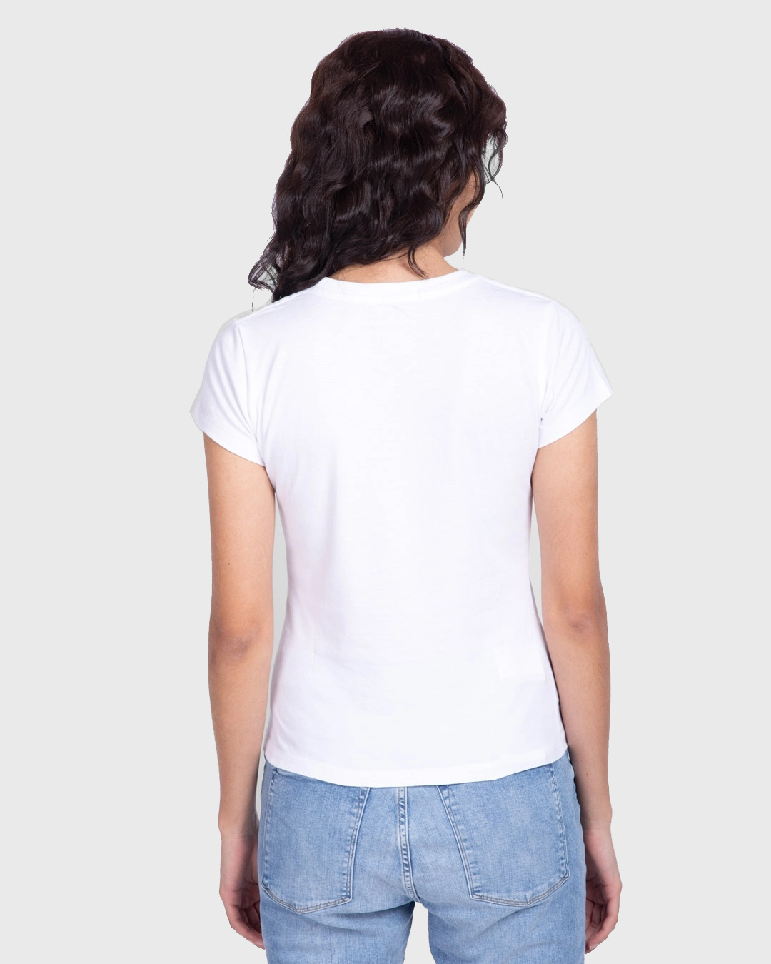 Shop Women's White Keep Listening Graphic Printed Slim Fit T-shirt-Back