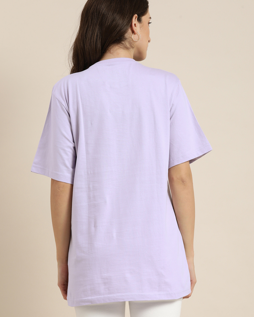 Shop Women's Lavender Graphic Oversized T-Shirt-Back