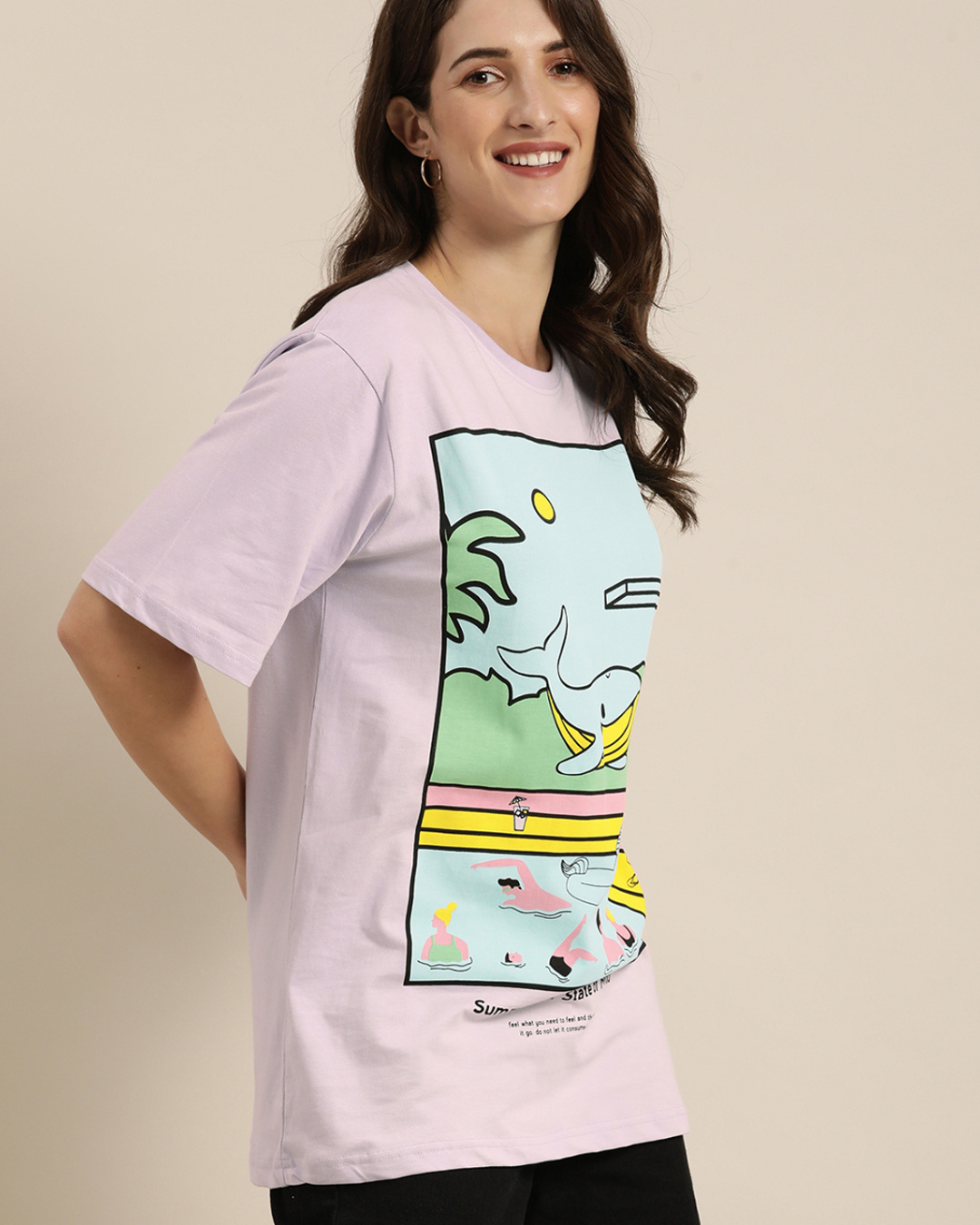 Buy Womens Lavender Graphic Oversized T Shirt For Women Purple Online At Bewakoof 3649