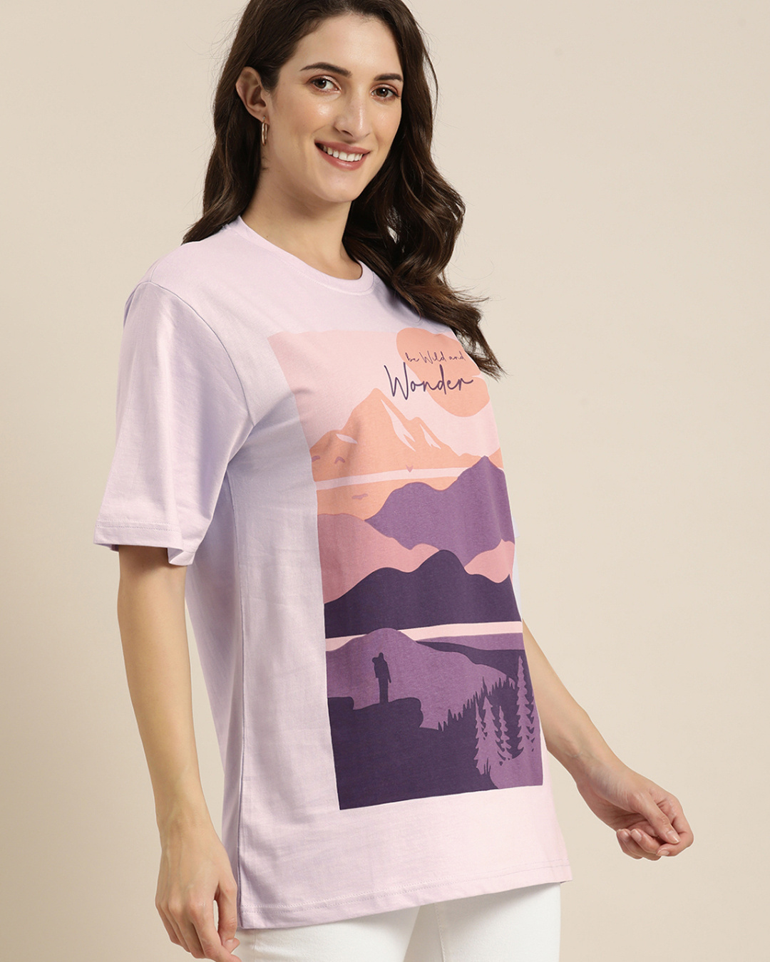 Buy Women S Lavender Graphic Oversized T Shirt For Women Purple Online