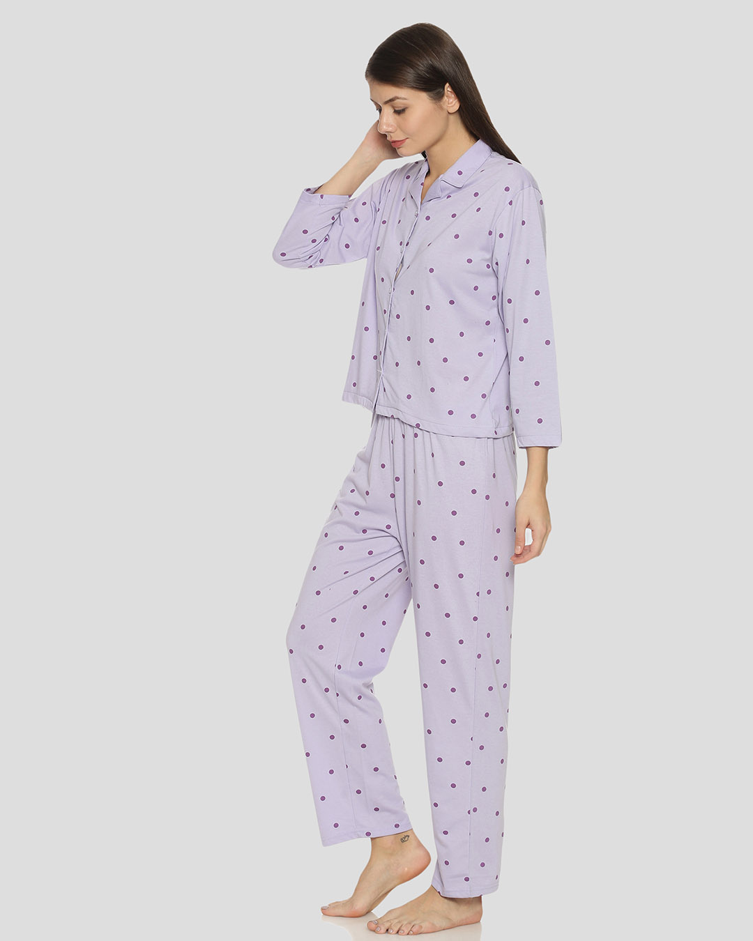 Shop Women's Lavender Printed Stylish Night Suit-Back