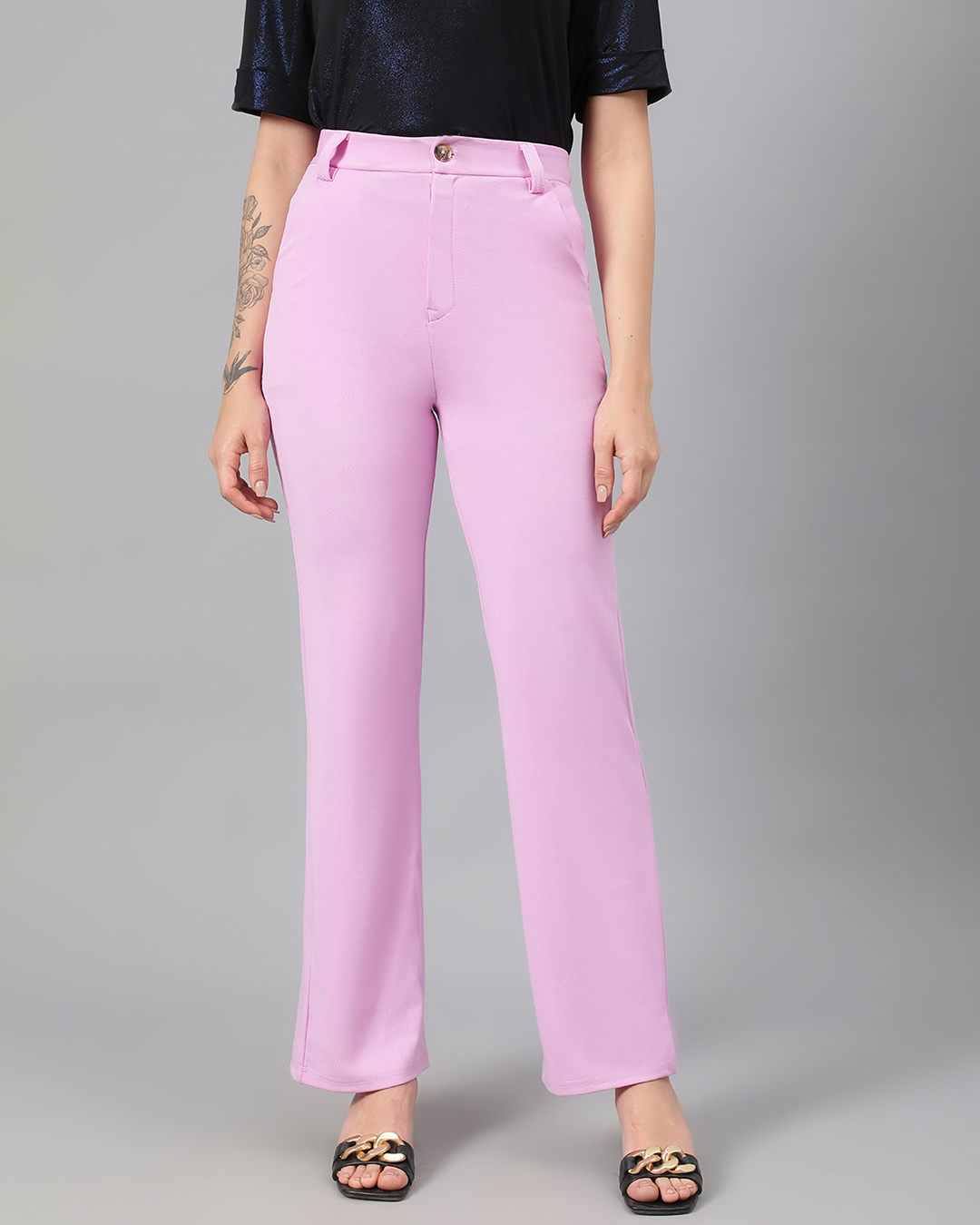 Flared Trousers Ladies Adult Purple main image 1