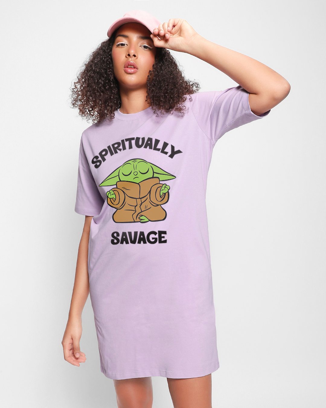 Buy Women's Lavender Spiritually Savage Graphic Printed Oversized Dress  Online at Bewakoof