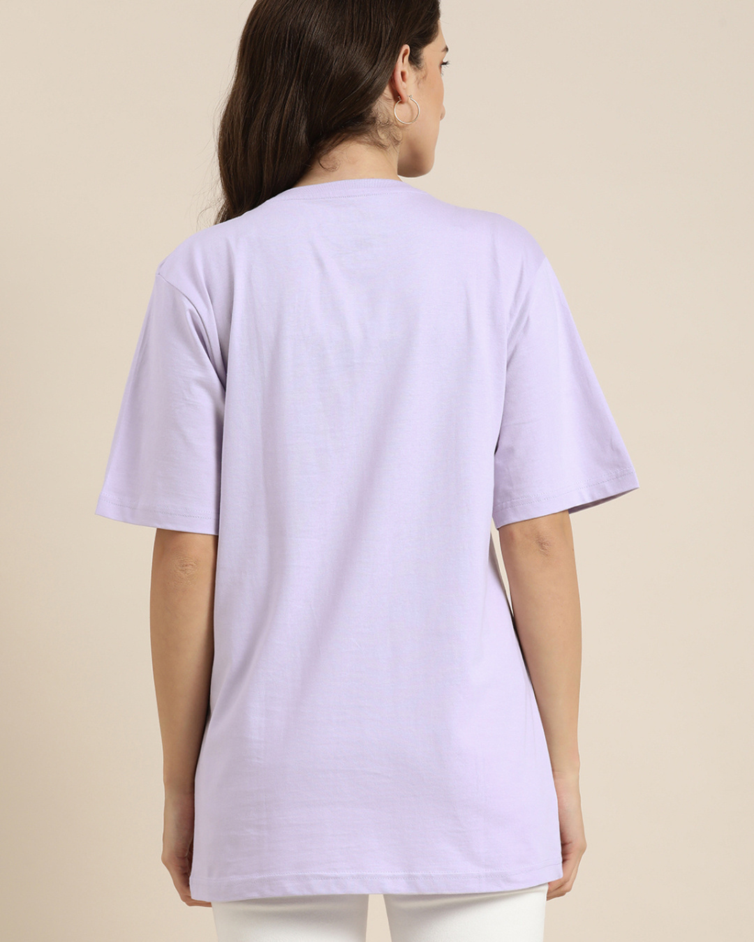 Shop Women's Lavender Typographic Oversized T-Shirt-Back