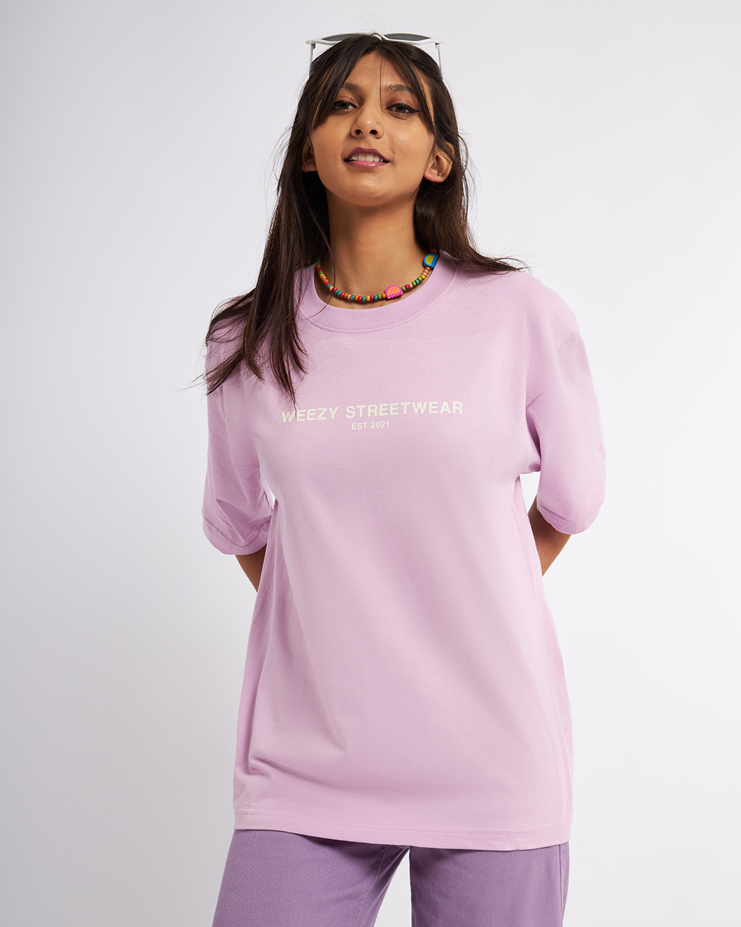 Buy Women's Lavender Typography Oversized T-shirt Online at Bewakoof