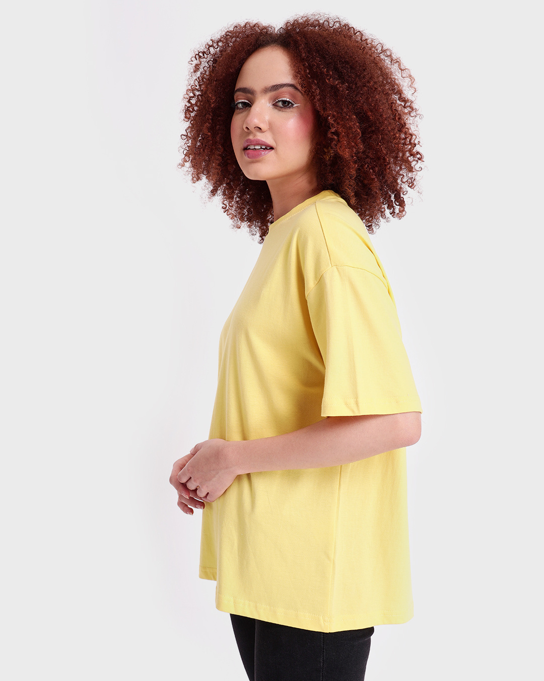 Shop Women's Yellow Oversized T-shirt-Back