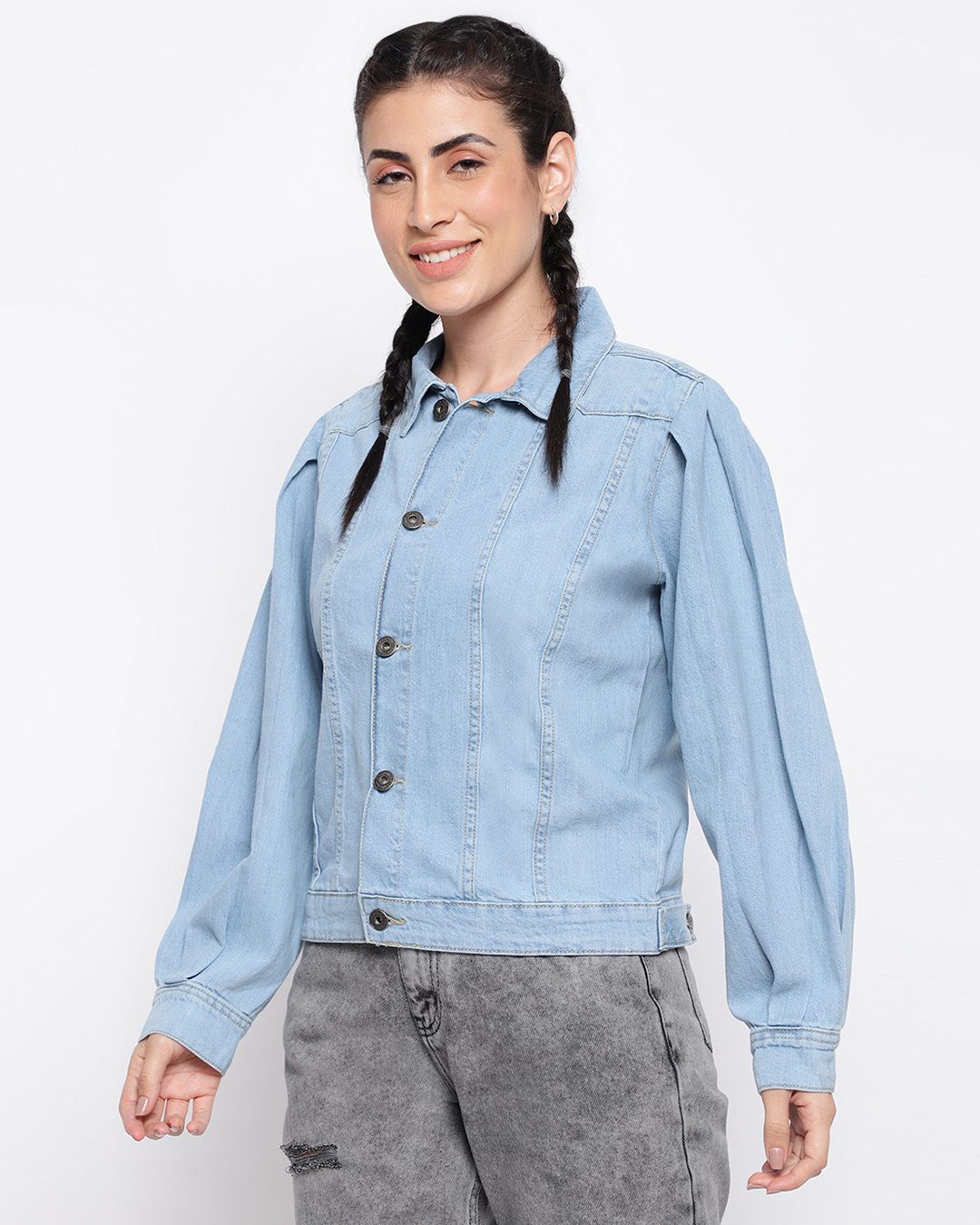 Shop Women's Light Blue Denim Jacket-Back