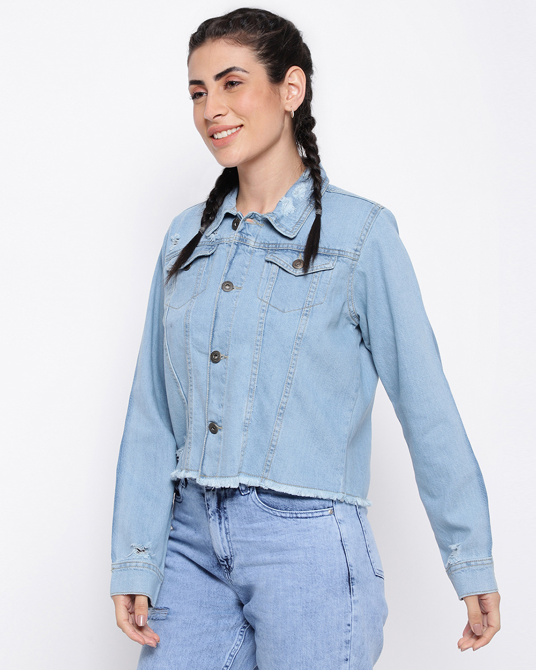 Shop Women's Light Blue Denim Jacket-Back