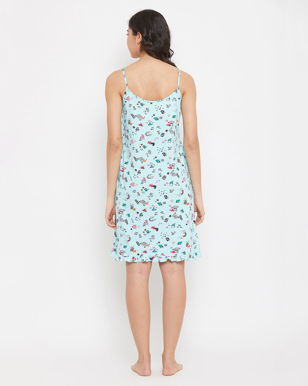 Shop Women's Light Blue Printed Scoop Neck Dress-Back