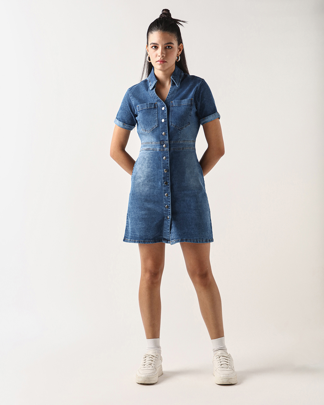 Shop Women's Light Blue Shirt Dress-Back