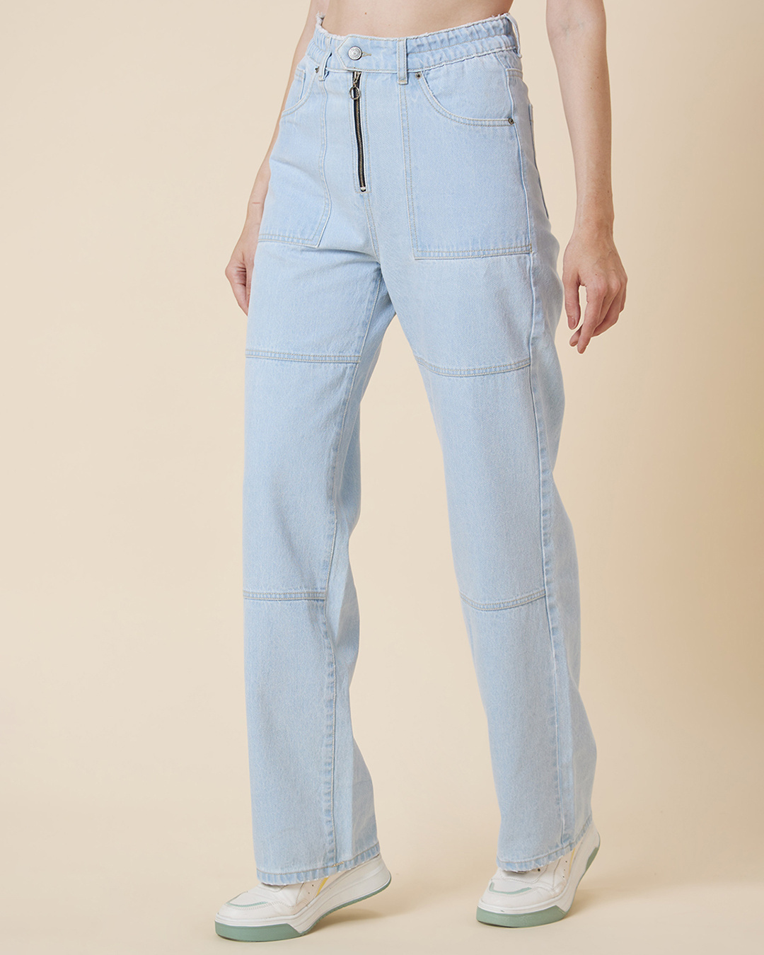Shop Women's Light Blue Straight Fit Jeans-Back
