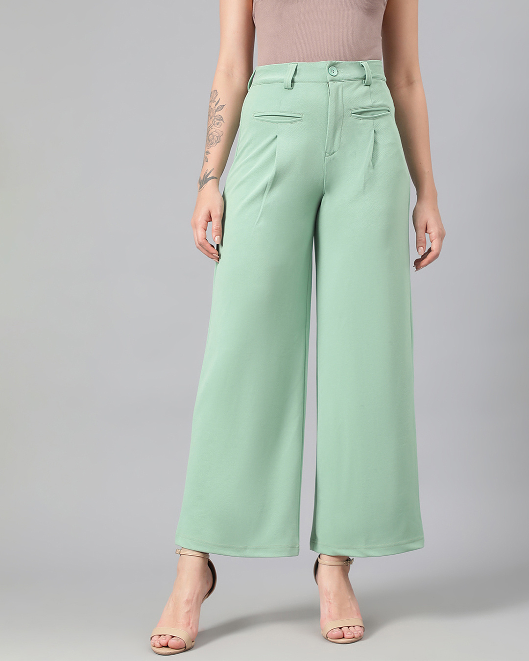 Gant Women Green Solid Relaxed Fit Trouser