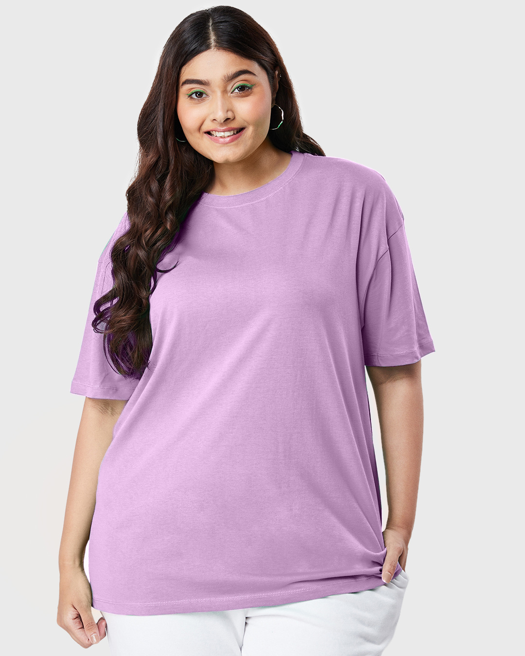 Buy Women s Lilac Bloom Plus Size Oversized T shirt Online At Bewakoof Buy Women s Lilac Bloom Plus Size Oversized T shirt Online At Bewakoof