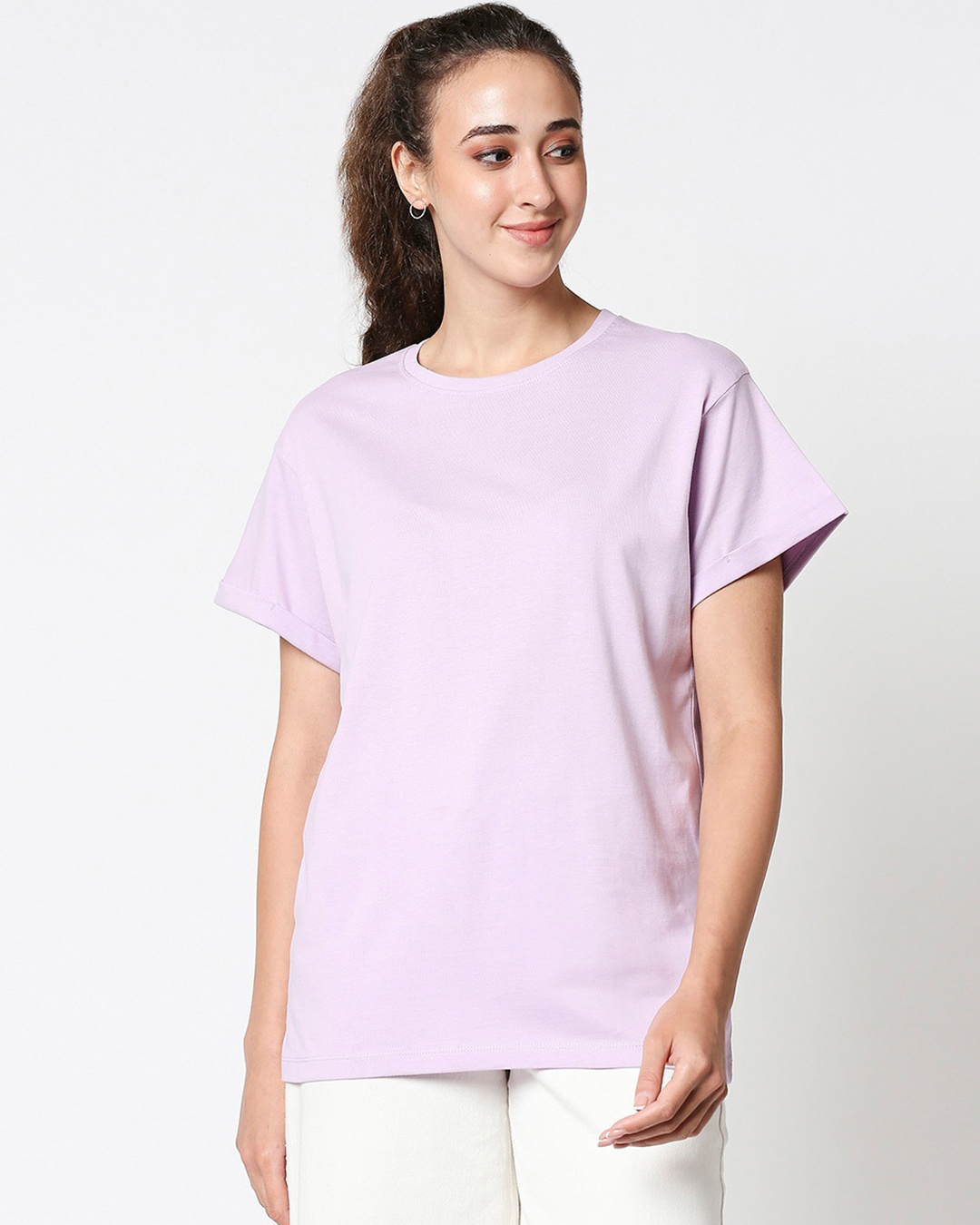 Shop Pack of 2 Women's Purple & White Boyfriend T-shirt-Back