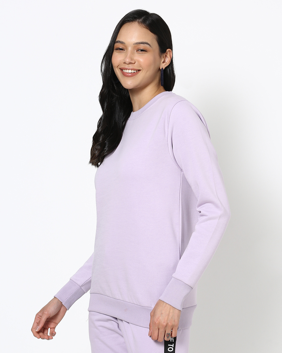 Shop Women's Lilac Crew Neck Relaxed Fit Sweatshirt-Back