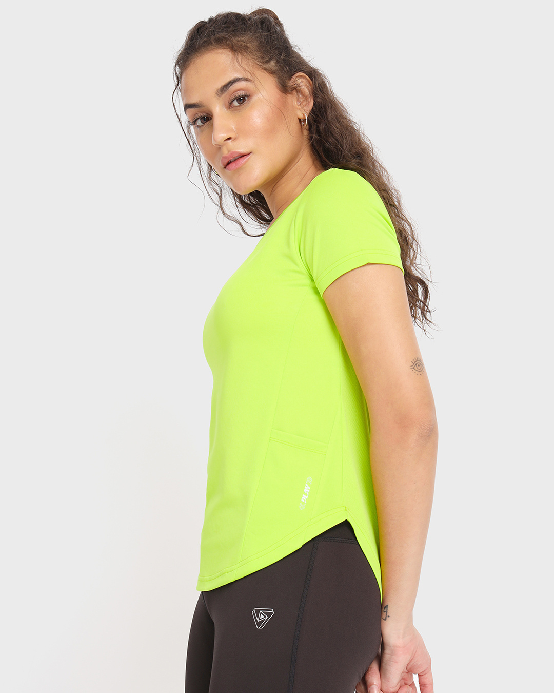 Shop Women's Lime Popsicle Training T-shirt-Back