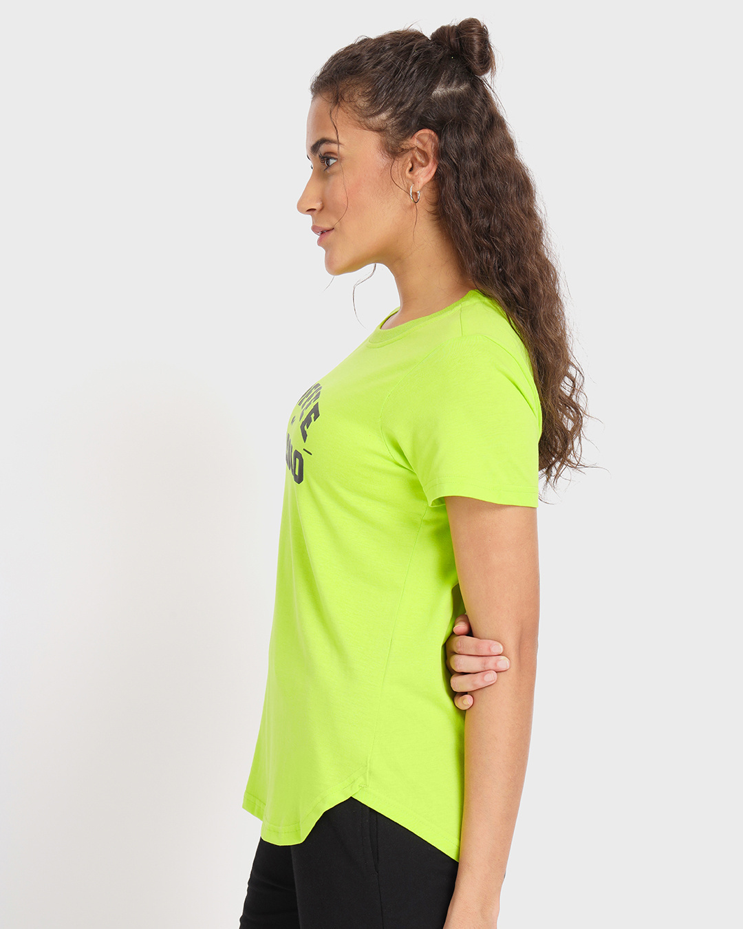Shop Women's Lime Popsicle Typography Athleisure T-shirt-Back