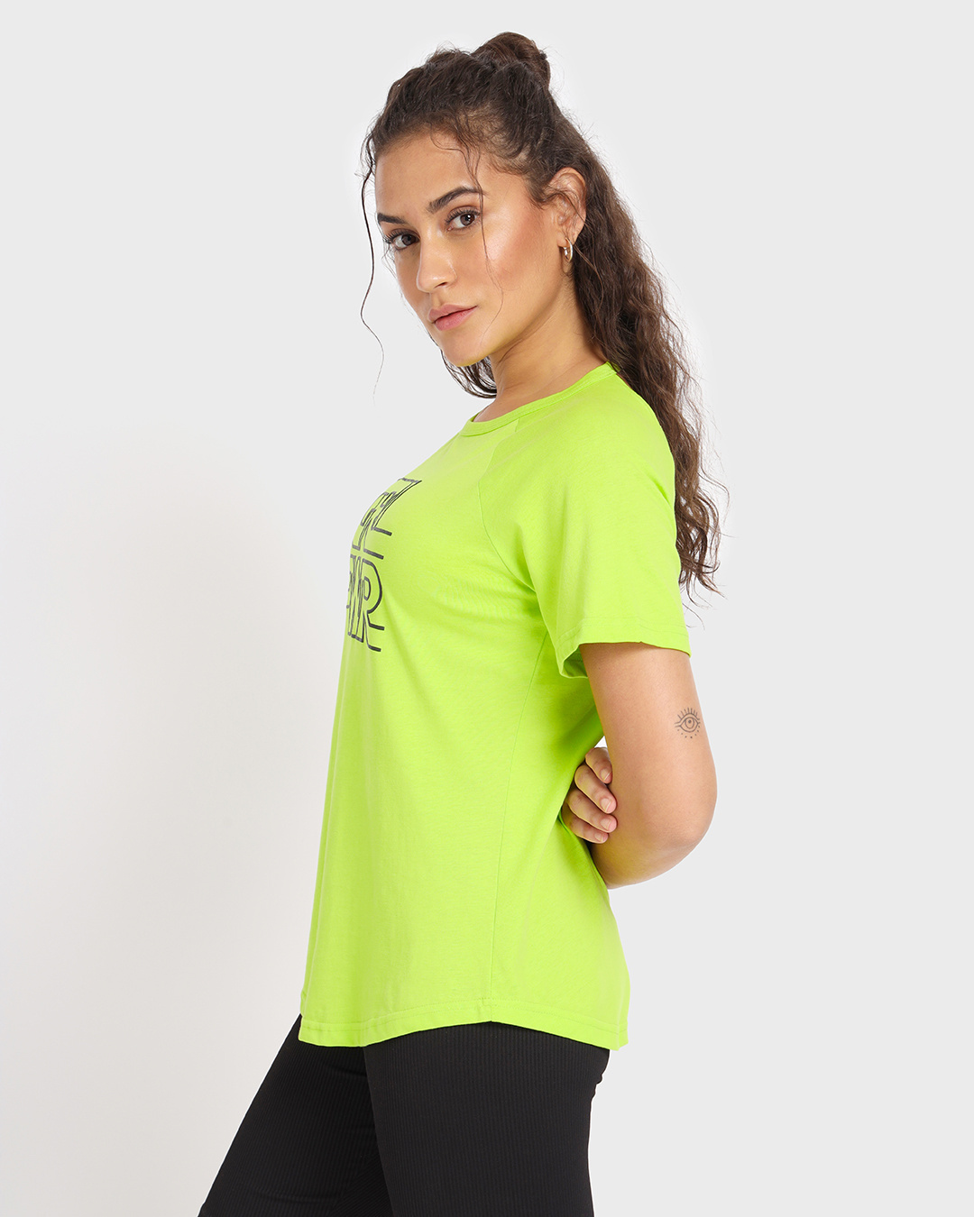 Shop Women's Lime Popsicle Typography Raglan T-shirt-Back