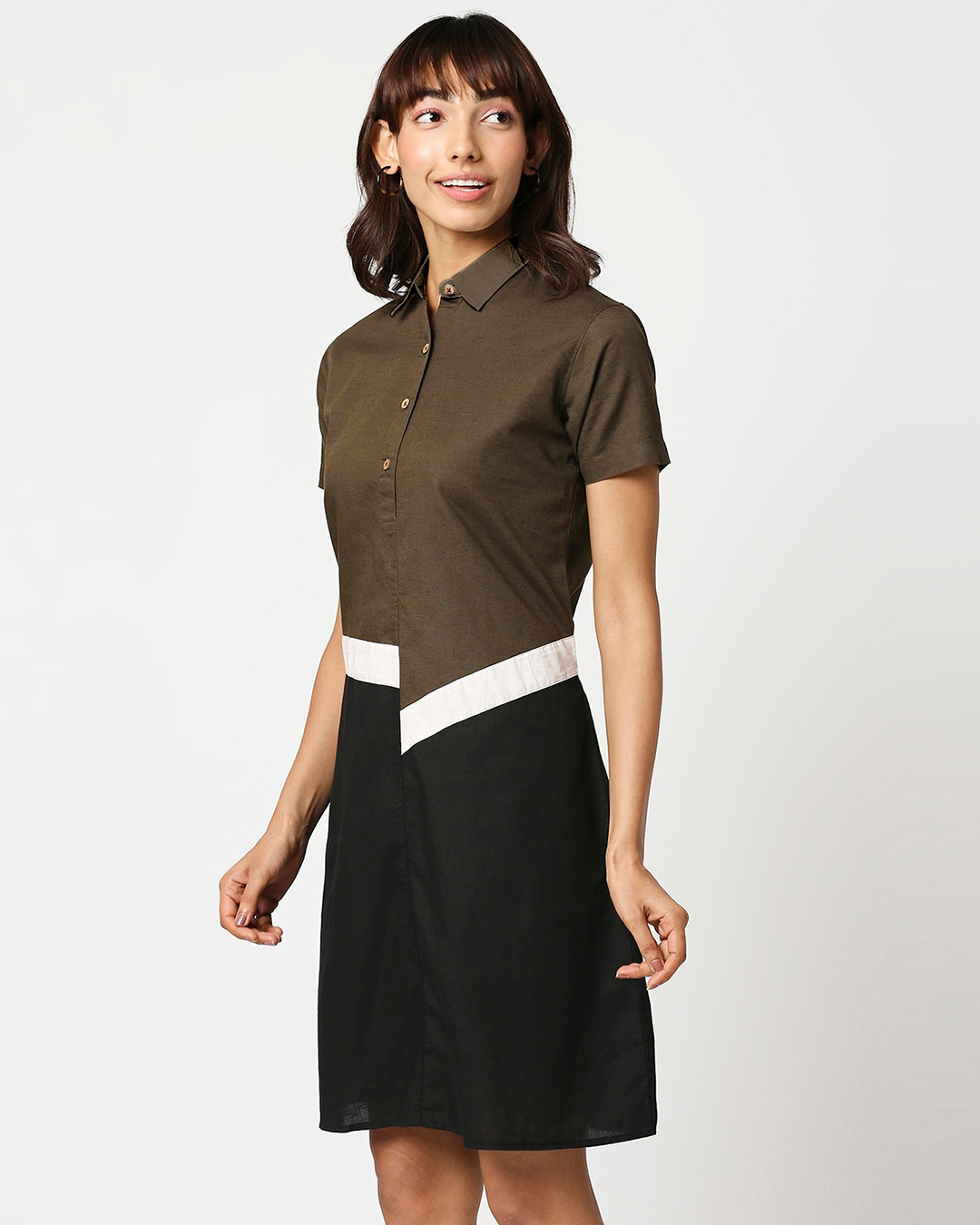 Shop Women's Linen Color Block Dress-Back