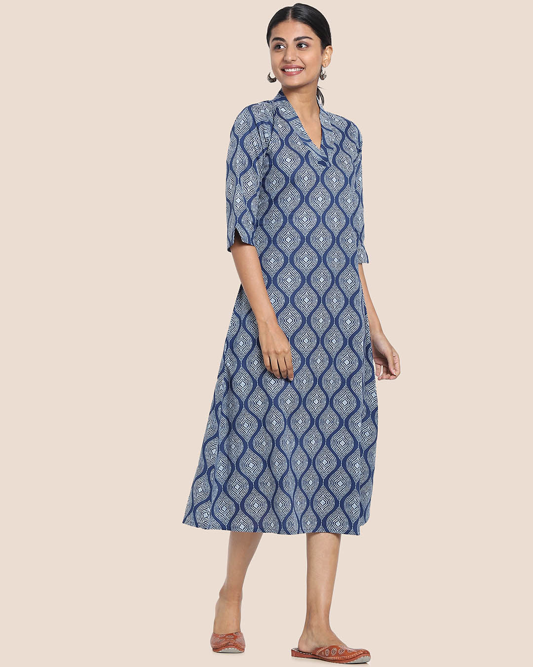 Shop Women's Long Printed Kurti Dress-Back